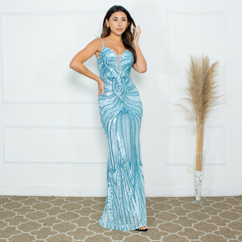 VESTIDO DE ALCINHA PAETE PETRA FINA AZUL SERENITY P