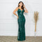 VESTIDO DE ALCINHA PAETE PETRA FINA VERDE ESMERALDA P