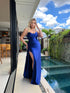 VESTIDO BABADO FENDA ALCINHA