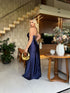 VESTIDO BABADO FENDA ALCINHA