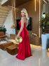 VESTIDO BABADO FENDA ALCINHA