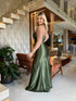 VESTIDO BABADO FENDA ALCINHA