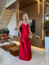 VESTIDO BABADO FENDA ALCINHA