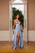 Vestido Alcinha com Decote Fenda Liso da Petra Fina - AZUL SERENITY