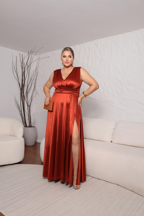 VESTIDO DECOTE V PRADA PLUS PETRA FINA