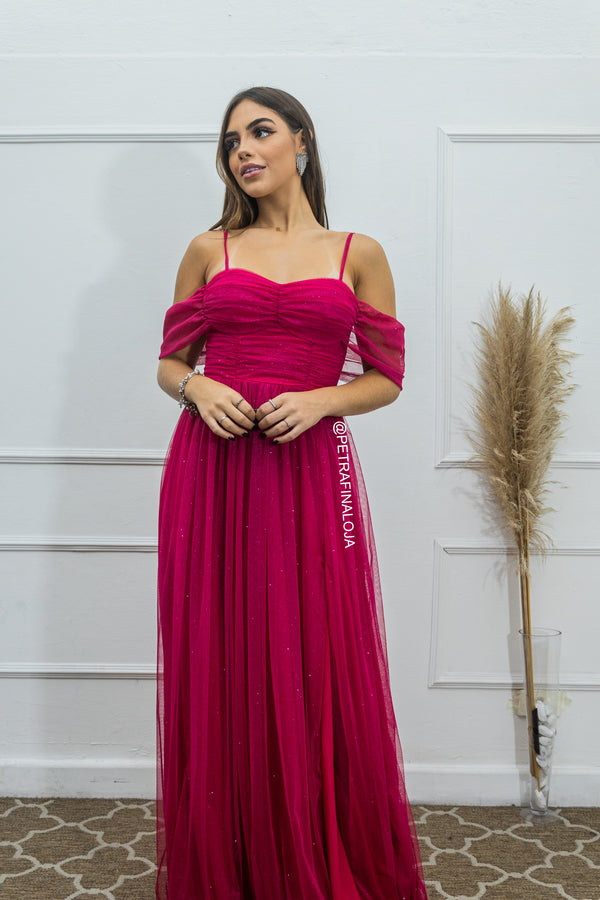 Vestido Franzido Ombro a Ombro da Petra Fina - PINK