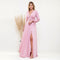 vestido manga longa liso Vestido Longo Petra Fina Moda Festa M ROSE