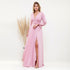 vestido manga longa liso Vestido Longo Petra Fina Moda Festa M ROSE