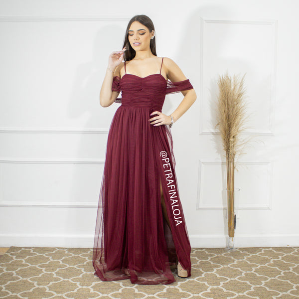 Vestido Franzido Ombro a Ombro VESTIDO DE FESTA PETRA FINA