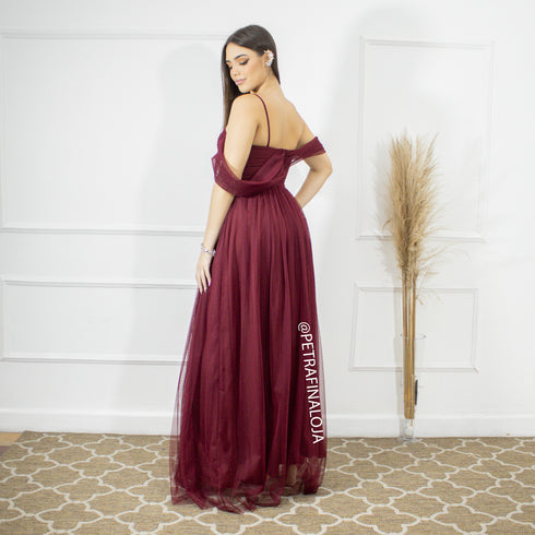 Vestido Franzido Ombro a Ombro VESTIDO DE FESTA PETRA FINA